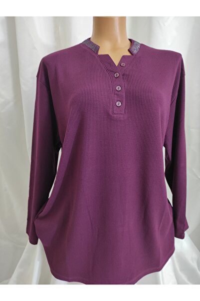 DİLEĞİM BUTİK BÜYÜK BEDEN V YAKA YUMUŞAK ESNEK TRİKO BLUZ