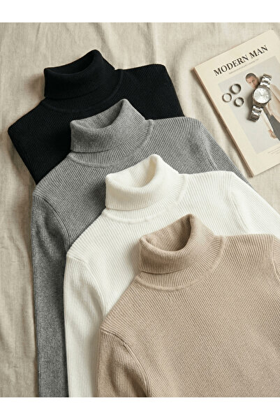 SKYBEAR Set of Four Slim Fit High-Necked Fisherman Sweaters – Casual and Clas...