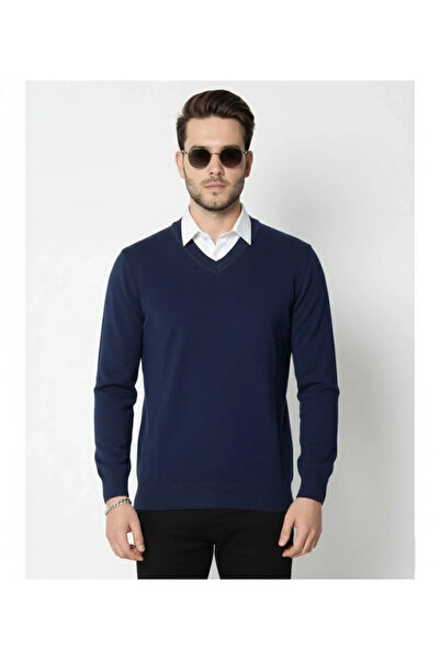 BLACK MODBLACK Men's V-Neck Knitwear Sweater Soft Textured Cotton Thin Woven,...