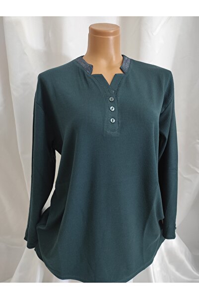 DİLEĞİM BUTİK BÜYÜK BEDEN V YAKA YUMUŞAK ESNEK TRİKO BLUZ