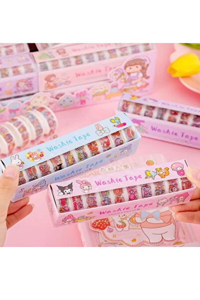 ÖZ OFİS Sanrio Kawaii Sticker Bant-Washi Bant 10'lu Set