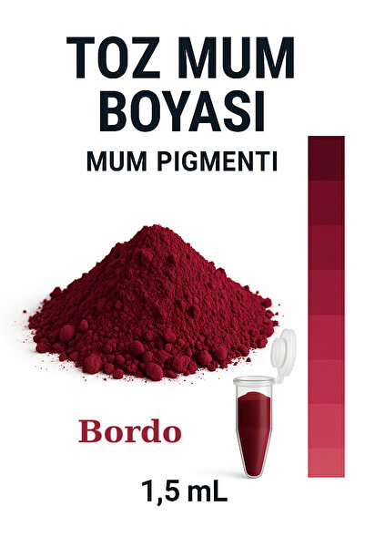 Misse Bordo Toz Mum Boyası ℅100 Doğal Pigment 1,5 mL (Parafin Wax Soya Wax Je...