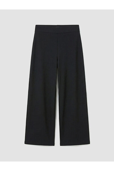LC Waikiki Black Elastic Waist Wide Leg Women's Trousers
