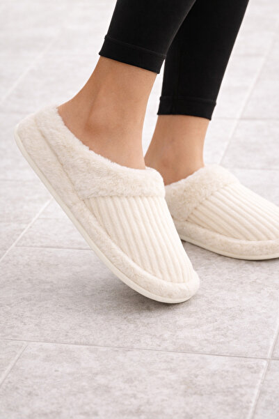 STOCON Women's House Slippers Plush Model Silent Sole Plush Fluffy House Slippers Dowry Slippers Stc1206