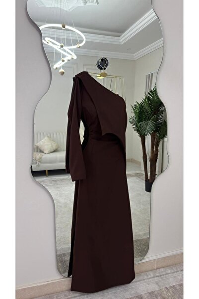 NO BRAND Elegant brown evening dress