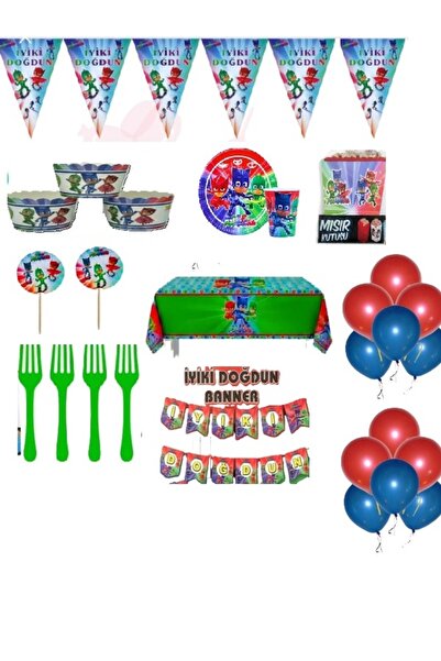 CAVAŞ sun hat PİJamaskeliler 8KİŞİLİK , Pija Maskeliler Doğum Günü Parti