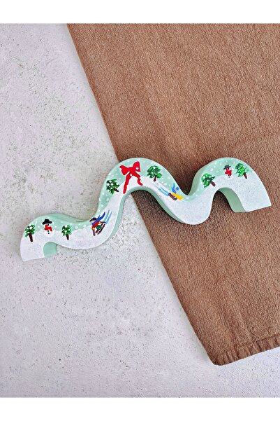 Ca.Gi El Yapımı Yılbaşı & Kış Temalı / 3 Mumluk Dalga Model Mint Yeşili Şamda...