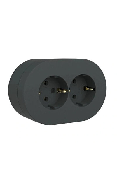 Eco Lounge Ovivo Xone Antrasit İikili Topraklı Priz Sıva Üstü