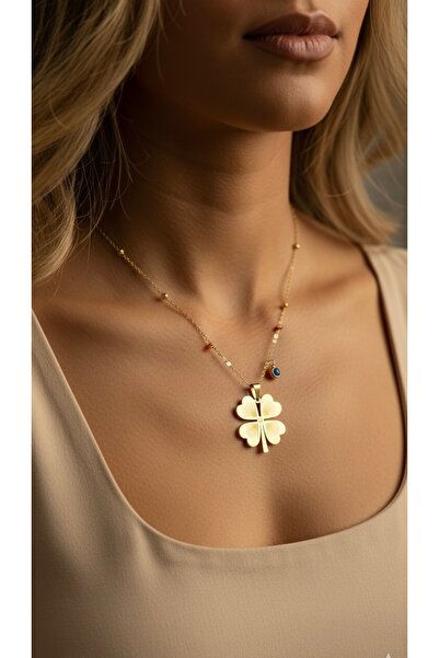İNN JEWELLERY 316L Steel Necklace Tarnish-Free Antiallergic with Clover Figure (2 Years Importer Warranty)