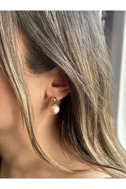 GOX Arkası 925 Ayar Gümüş Mayorka İncili C Küpe