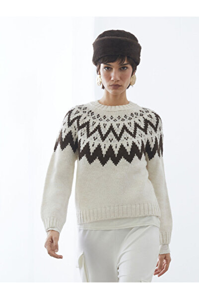 LC Waikiki Create Your Style with Uzg Store Ecru Crew Neck Patterned Women's ...