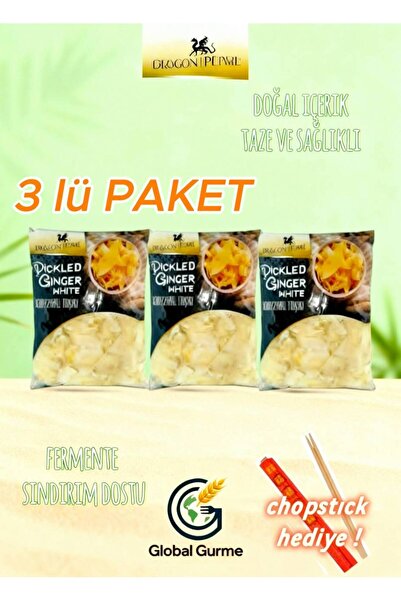 Dragon Pearl Beyaz Zencefil Turşusu ( Pickled Sushi Ginger ) 1500 Gr X 3 (3 A...