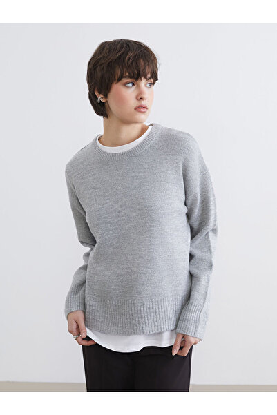 LC Waikiki Gray Crew Neck Women's Knitwear Sweater