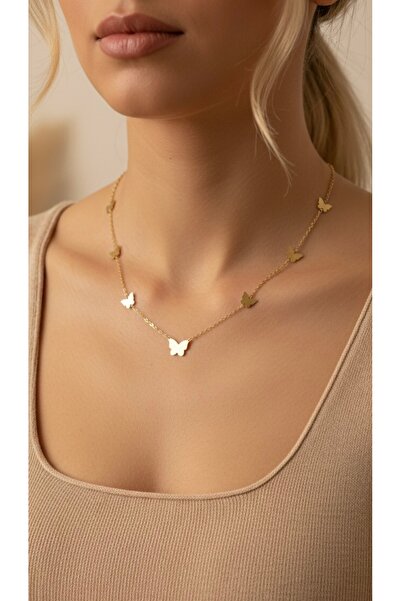 İNN JEWELLERY 316L Çelik Kolye Kararmaz Antialerjik Kelebek Figürlü (2 Yıl İt...