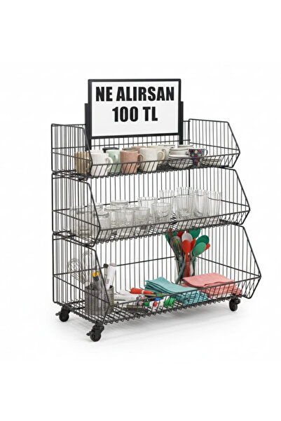 SLLER Çok Amaçlı 3 Katlı Tekerlekli Tel Raf Ünitesi - Kiler Ve Mutfak Düzenle...