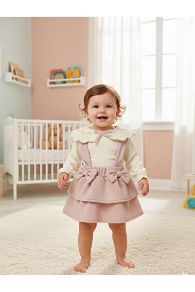 Luna Kids Store فستان سالوبيت بياقة على شكل زهرة الزنبق