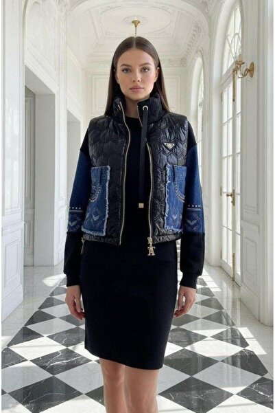 Kokoşum Butik 9118 Jean Detailed Dress Vest Set Black