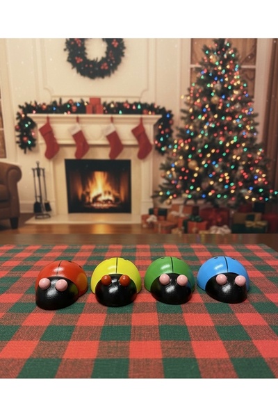 Tutku Ahşap 4'Lü Büyük Uğur Böceği Süsler