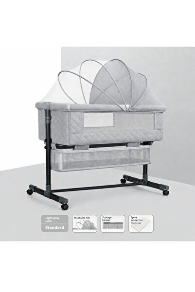 TREND MIX سرير أطفال قابل للطي بجانب السرير مع مساحة تخزين وارتفاع قابل للتعد...