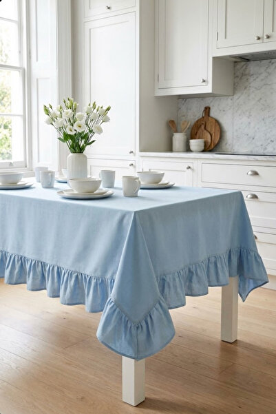 Morlay Romance |   Ruffled Tablecloth - Vintage Solid Color Decorative - Square, Round, and Rectangular