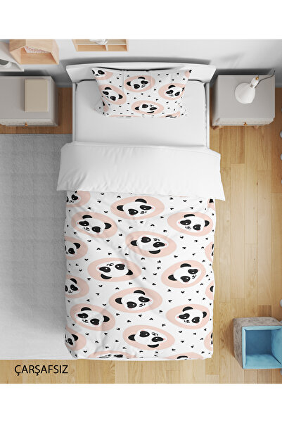 Erays Home Cute Panda Patterned 3D Digital Printed Single Size Youth Duvet Cover Set Without Sheets Sleeping Set