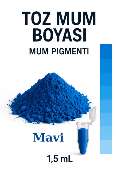 MİSSEHOME Mavi Toz Mum Boyası ℅100 Doğal Pigment 1,5 mL (Parafin Wax Soya Wax...
