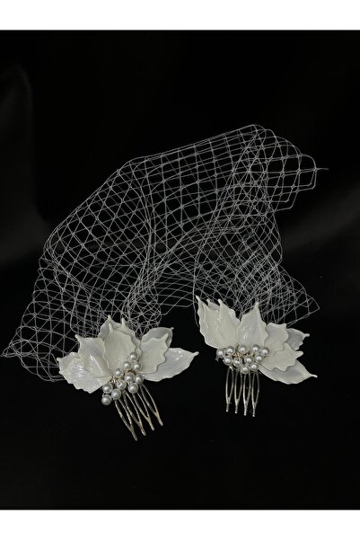 Bridal Luxe Caelia Model Tulle Bridal Hair Accessory Hair Clip