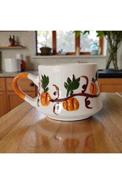 İlbay Çini Takı Kabartma kabak desenli kupa