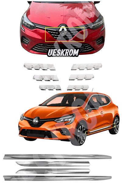 ueskrom Renault Clio 5 Krom Yan Kapı Çıtası Ve Ön Panjur Set 10 Prç. 2019 Üzeri