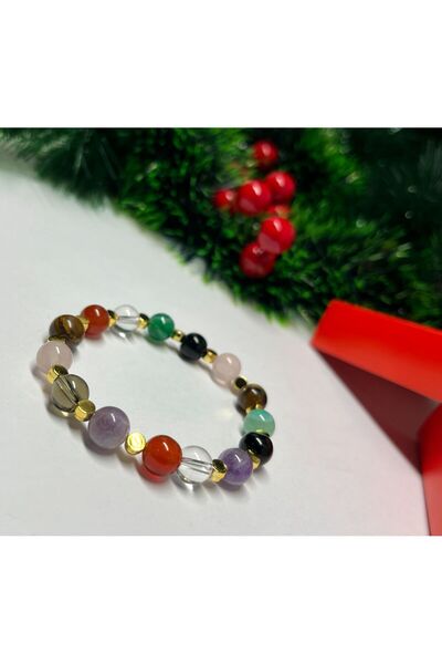 Agatella Tasarım Handmade Mixed Natural Stone Bracelet – Stylish Steel Spacer...