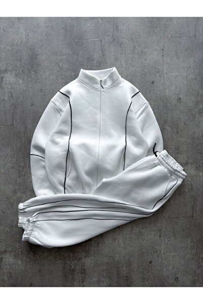 OTAKU Unisex Contrast Piped Full Zip Thick Tracksuit Set