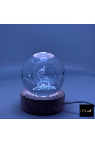 STAR CAST 3D Işıklı Cam Küre – Renk Değiştiren LED Gece Lambası