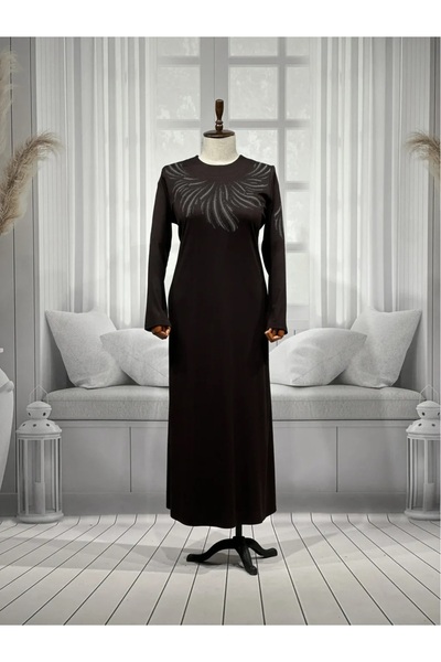 HESNA Rochie de iarnă de calitate pentru femei, mărime mare, lungime cu imprimeu