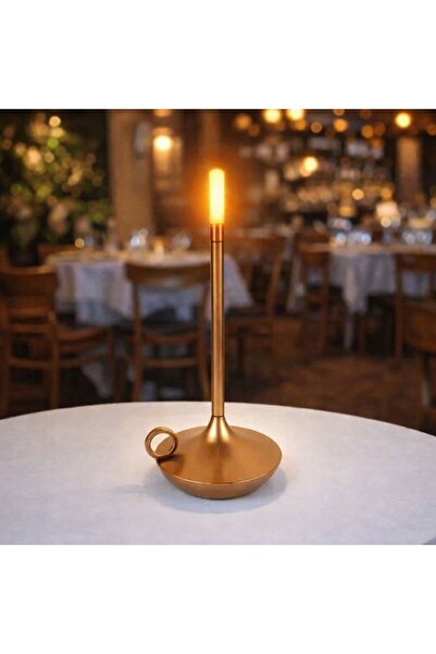 Sunbox masa lambası mum gold kasa estetik ve zarif dim edilebilir şarjlı