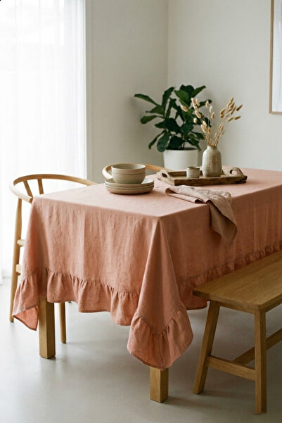 Morlay Romance |   Ruffled Tablecloth - Vintage Solid Color Decorative - Square, Round, and Rectangular