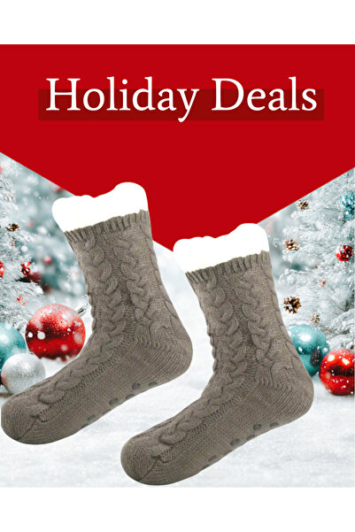 ORGANICYOU Yiwushi 1 Pair Thick, Warm and Soft Fuzzy Socks for Women, with Grip and Fleece Lining(S)