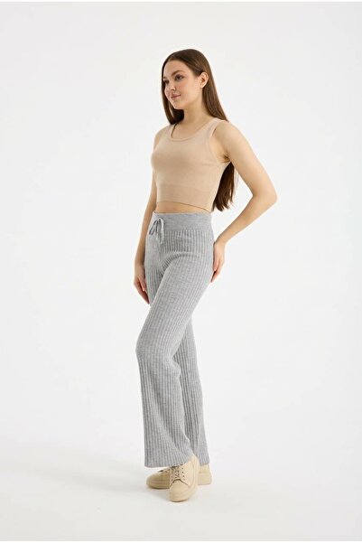 Denivy Ribbed Lace-Up Knitwear Trousers