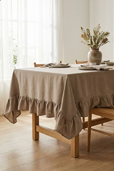 Morlay Ρομαντικότητα |   Τραπεζομάντιλο με βολάν - Vintage μονόχρωμο διακοσμητικό - Τετράγωνο, στρογγυλό και ορθογώνιο