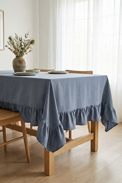 Morlay Romance |   Ruffled Tablecloth - Vintage Solid Color Decorative - Square, Round, and Rectangular