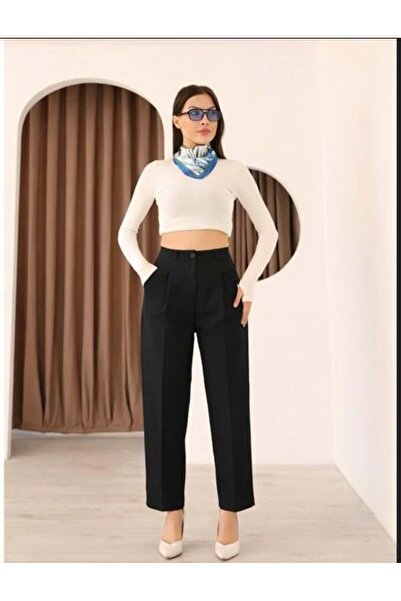 Hazel Women's black slim-fit pocketed fabric pants