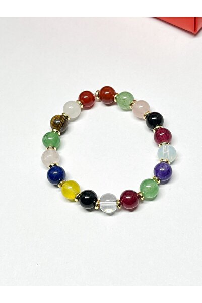 Agatella Tasarım Mixed Natural Stone Bracelet – Stylish Design with Steel Det...