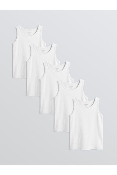 LC Waikiki Lcw Kids Boys' Combed Cotton Underwear Undershirt 5-Pack