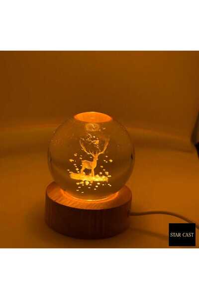 STAR CAST 3D Işıklı Cam Küre – Renk Değiştiren LED Gece Lambası