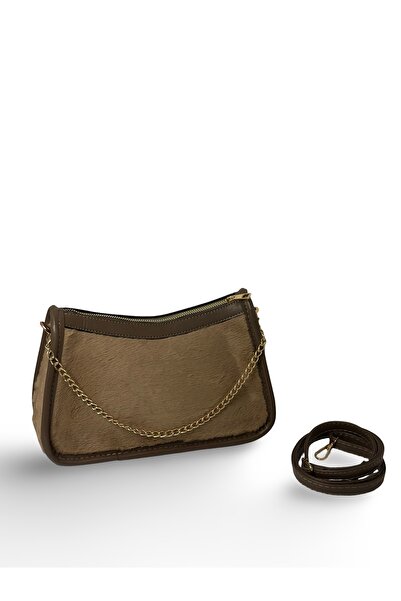 Generic Peluş Zincir Gold El Ve Omuz Çantası - Vizon