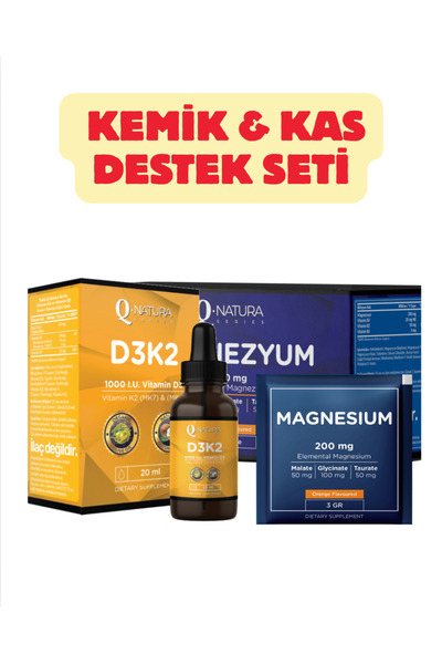 Q natura series D3K2 Damla + Magnezyum | Günlük Kemik & Kas Destek Seti