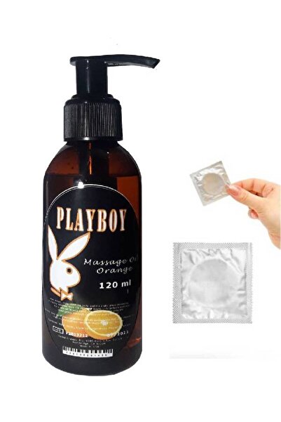 Playboy Portakal Aromalı Rahatlatıcı İstek Artırıcılı Vücut Masaj Yağı 120ml+Geciktiricili Prezervatif