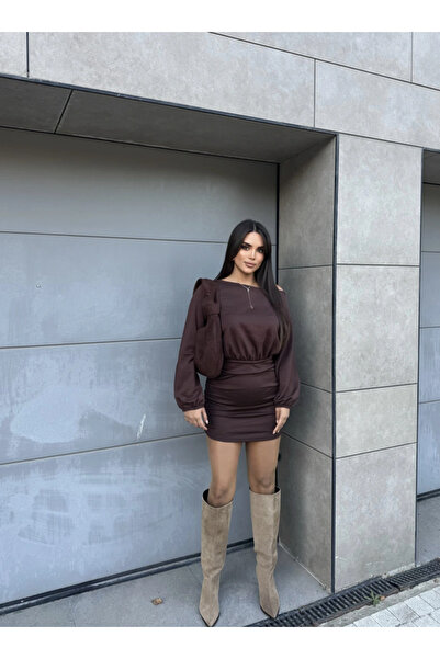 khar Boat Neck Bodycon/Fitted Mini Knitted Dress