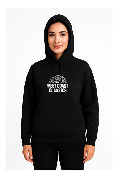 byasafkids سترة بغطاء للرأس مطبوعة من الأمام والخلف بثلاثة خيوط - أسود