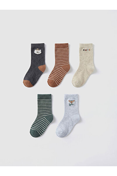 LC Waikiki Quality Pieces from Çelebi Store Embroidered Baby Boy Socks 5-Piec...