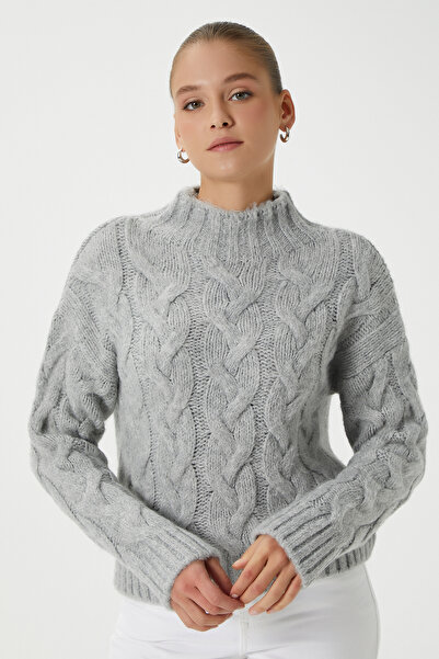 Ritnice Women's Drew Soft Texture Gray Hair Braided Knitwear Sweater 3020